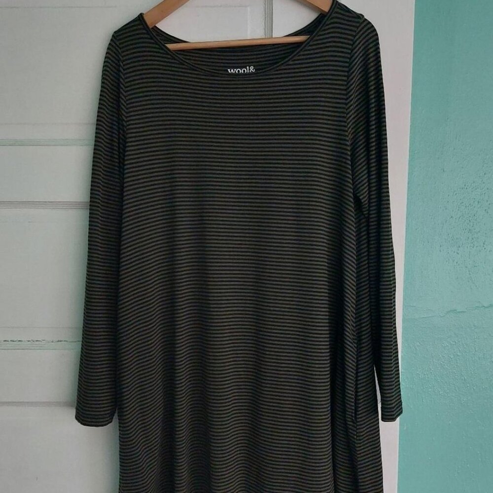 Wool& Rowena in Green and Black Stripe Size Large